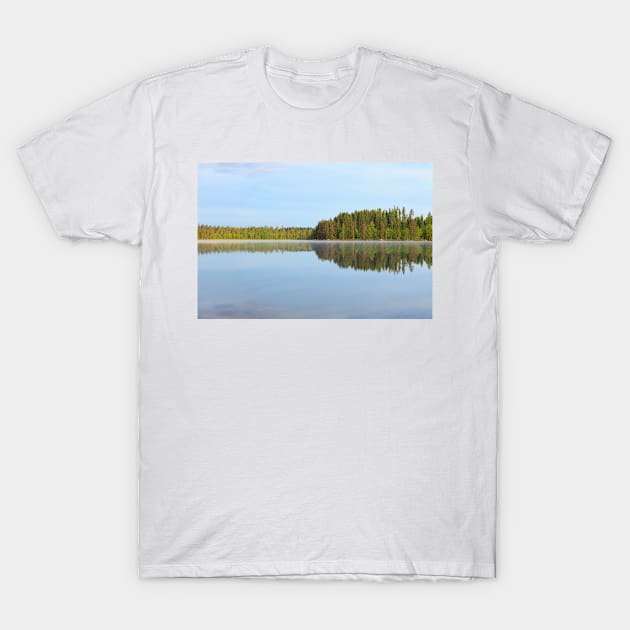 Lake scape at summer morning T-Shirt by Juhku